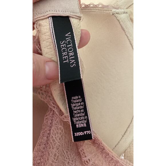 Victoria's Secret Bombshell Lace Push-up Plunge Bra 32 DD Mauve - Picture 6 of 6